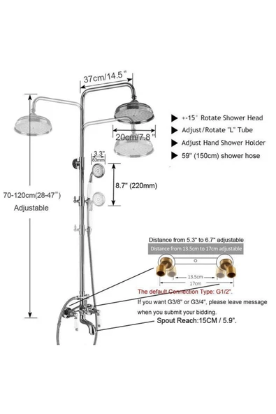 OEM Banyo Bataryası Duş Seti Antik Özel Seramik Kollu Model 7 Yıl Garantili İthal Ürün. - Resim 5