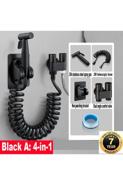 OEM Banyo Bide Basınçlı Püskürtücü Taharet Musluğu Klozet Hortumu Siyah İthal 7 Yıl Garantili ürün görseli
