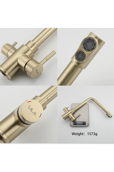 OEM Mutfak Evye Bataryası Dual Flow Arıtma Çıkışlı Mat Gold 10 Yıl Garantili Ithal - Resim 5