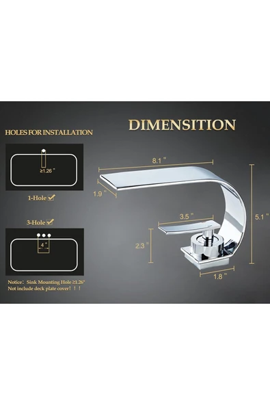 OEM Banyo Lavabo Bataryası Krom Renk Şelale 7 Yıl Garantili İthal Yeni İnce Tasarım. - Resim 4