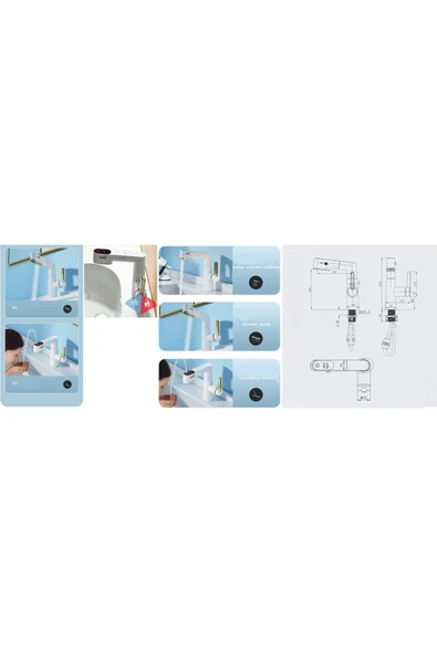 OEM Akıllı Dijital Sıcaklık Led Ekran Banyo Lavabo Bataryası Asansörlü 4 Fonksiyonlu İthal 7 Yıl Garanti - 5