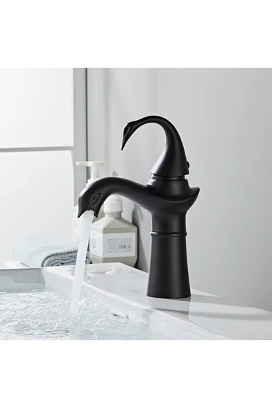 OEM Banyo Lavabo Bataryası Kuğu Model Mat Siyah Renk Yeni Ürün Ithal 7 Yıl Garantili İthal - Resim 4