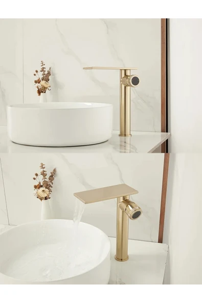 OEM Banyo Çanak Lavabo Bataryası Mat Gold Renk Yeni Model 7 Yıl Garantili Ithal - Resim 5