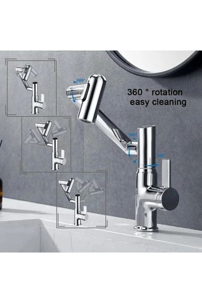 OEM Akıllı Dijital Sıcaklık Led Ekran Banyo Lavabo Bataryası Katlanır İthal Krom 7 Yıl Garantili - Resim 2