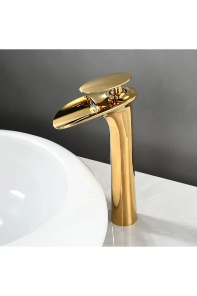 OEM Banyo Çanak Lavabo Bataryası Altın Dore Gold Renk Yeni Şelale Model 7 Yıl Garantili Ithal - Resim 5