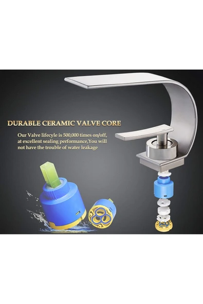 OEM Banyo Lavabo Bataryası Mat Krom Nikel Renk Şelale 7 Yıl Garantili İthal Yeni İnce Tasarım. - Resim 4