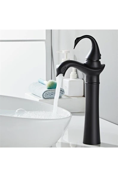 OEM Banyo Çanak Lavabo Bataryası Mat Siyah Şelale Yeni Ürün 7 Yıl Garantili İthal ürün görseli