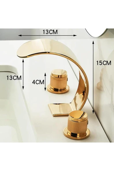 OEM Banyo Lavabo Küvet Jakuzi Bataryası Ankastre Gold Altın Dore Oval Yeni Şelale 7 Yıl Garantili - Resim 3