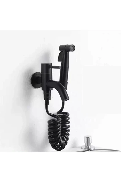 OEM Banyo Tuvalet Taharet Musluğu Spiralli Bide Özel Temizlik 7 Yıl Garantili  Mat Siyah İthal - Resim 6