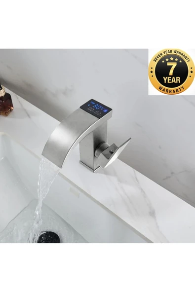 OEM Akıllı Dijital Sıcaklık Led Ekran Banyo Lavabo Bataryası İthal Nikel 7 Yıl Garantili ürün görseli