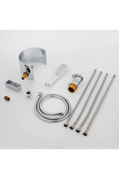 OEM Banyo Lavabo Küvet Jakuzi Bataryası Ankastre Krom 3 Lü Set Yeni Şelale 7 Yıl Garantili - Resim 6