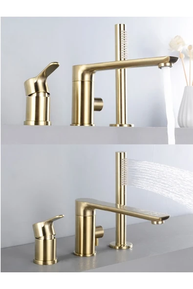 OEM Banyo Bataryası Küvet Jakuzi Duş Seti Ankastre Mat Gold Yeni Ürün 7 Yıl Garantili Ithal ürün görseli