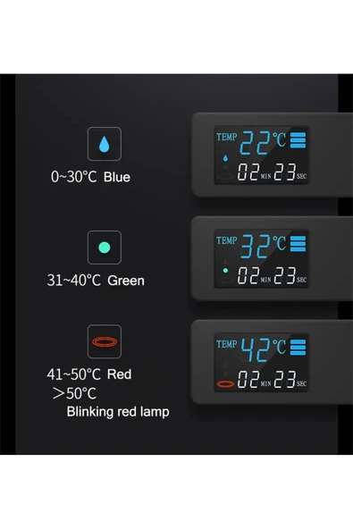 OEM Dijital Sıcaklık Led Ekranlı Banyo Duş Seti Piyano Tuşlu Yeni Tasarım Siyah 7 Yıl Garantili İthal - Resim 6