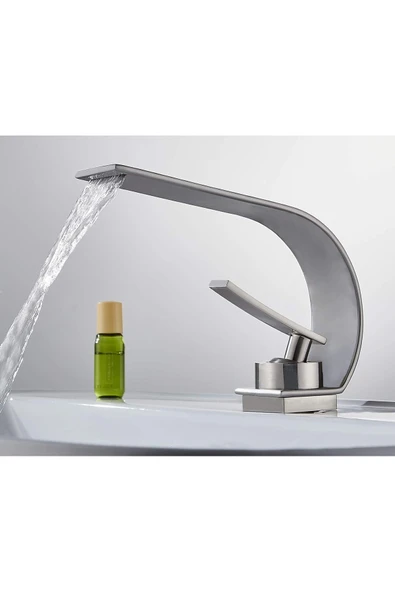OEM Banyo Lavabo Bataryası Mat Krom Nikel Renk Şelale 7 Yıl Garantili İthal Yeni İnce Tasarım. ürün görseli