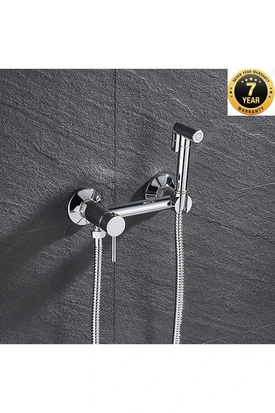 OEM Banyo Tuvalet Bide Basınçlı Püskürtücü Taharet Musluğu Çift Su Girişli Krom İthal 7 Yıl Garantili ürün görseli