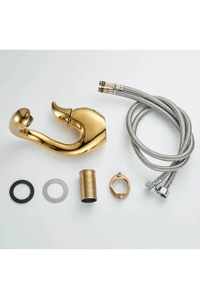 OEM Banyo Lavabo Bataryası Kuğu Model Altın Dore Gold Renk Yeni Ürün Ithal 7 Yıl Garantili İthal - Resim 8