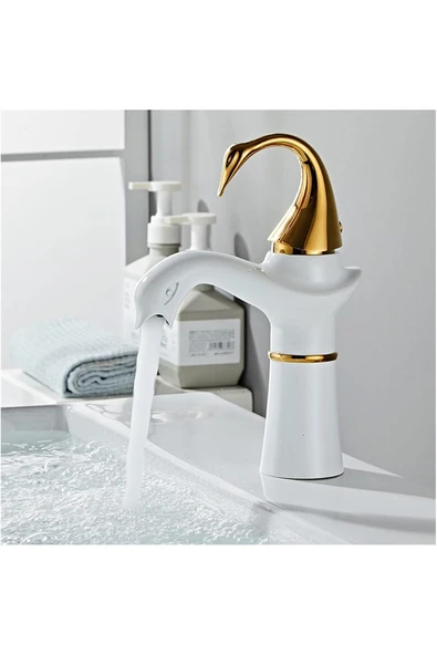 OEM Banyo Lavabo Bataryası Kuğu Model Beyaz / Gold Yeni Ürün Ithal 7 Yıl Garantili İthal - Resim 5