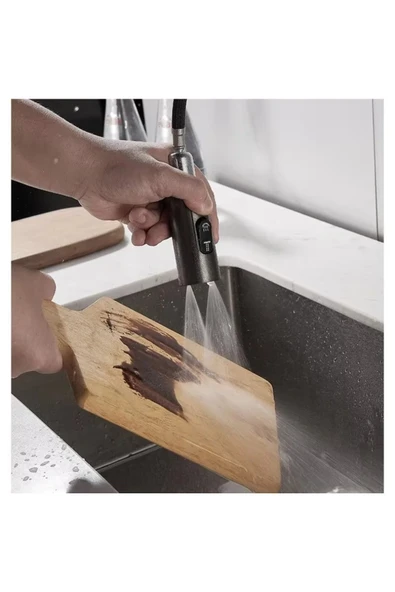 OEM Dijital Mutfak Eviye Bataryası Duş Şelale Antrasit 3 Fonksiyonlu Fiskiyeli Ithal 7 Yıl Garantili - Resim 8