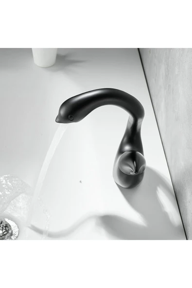 OEM Banyo Lavabo Bataryası Kuğu 2025 Mat Siyah Renk Yeni Ürün Ithal 7 Yıl Garantili İthal - Resim 4