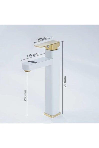 OEM Akıllı Dijital Sıcaklık Led Ekran Banyo Çanak Lavabo Bataryası Beyaz Gold İthal 7 Yıl Garantili - 6