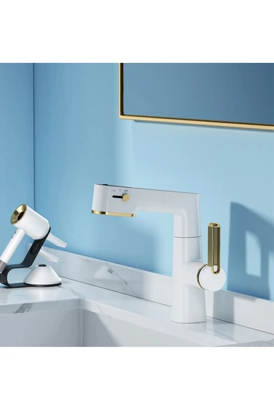 OEM Akıllı Dijital Sıcaklık Led Ekran Banyo Lavabo Bataryası Asansörlü 4 Fonksiyonlu İthal 7 Yıl Garanti - 4