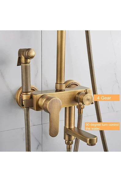OEM Banyo Bataryası Ve Duş Seti Antik Renk Bide Fiskiyeli Yeni Model 7 Yıl Garantili İthal - 4