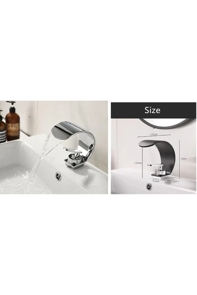 OEM Banyo Lavabo Bataryası Krom Renk Şelale 7 Yıl Garantili İthal Yeni Oval Tasarım. - Resim 4