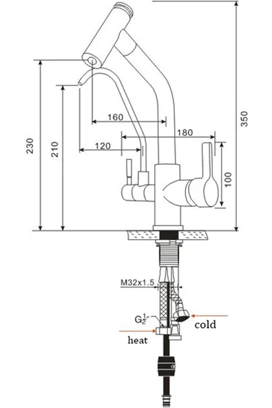 OEM Mutfak Evye Bataryası Dual Flow Su Arıtma Çıkışlı Spiralli 2 Akış Modlu 7 Yıl Garantili Ithal Nikel - Resim 5