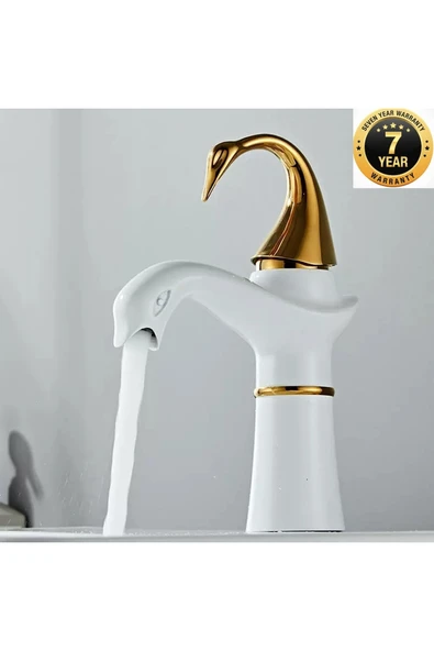 OEM Banyo Lavabo Bataryası Kuğu Model Beyaz / Gold Yeni Ürün Ithal 7 Yıl Garantili İthal ürün görseli