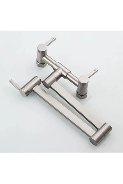 OEM Mutfak Evye Bataryası Tezgah Üstü Katlanır 2 Akış Ayarlı Mat Krom Nikel Ithal Yeni 5 Yıl Garantili - Resim 4