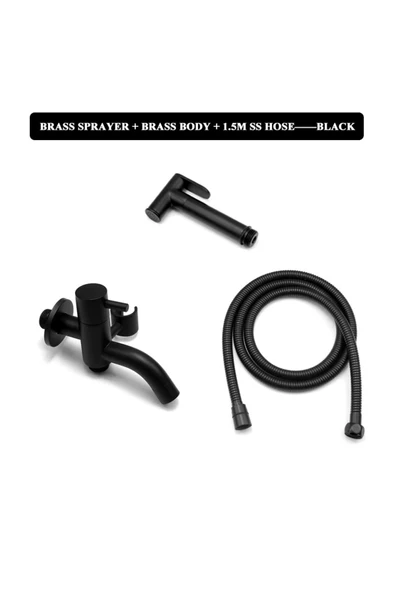 OEM Banyo Tuvalet Taharet Musluğu Spiralli Bide Özel Temizlik 7 Yıl Garantili  Mat Siyah İthal - Resim 5