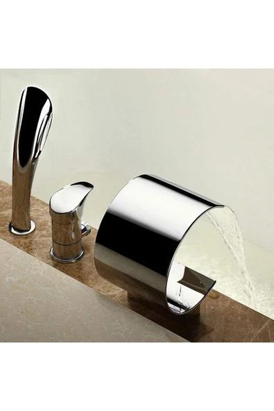 OEM Banyo Lavabo Küvet Jakuzi Bataryası Ankastre Krom 3 Lü Set Yeni Şelale 7 Yıl Garantili - Resim 3