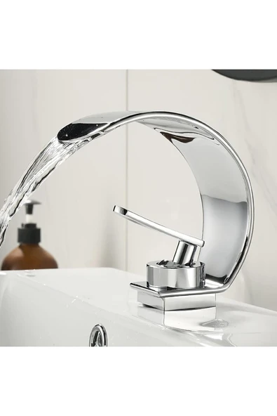 OEM Banyo Lavabo Bataryası Krom Renk Şelale 7 Yıl Garantili İthal Yeni Oval Tasarım. - Resim 7