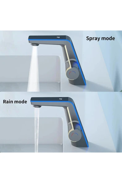 OEM Akıllı Dijital Sıcaklık Led Ekran Banyo Lavabo Bataryası Siyah Gold Renk İthal 7 Yıl Garanti - Resim 7