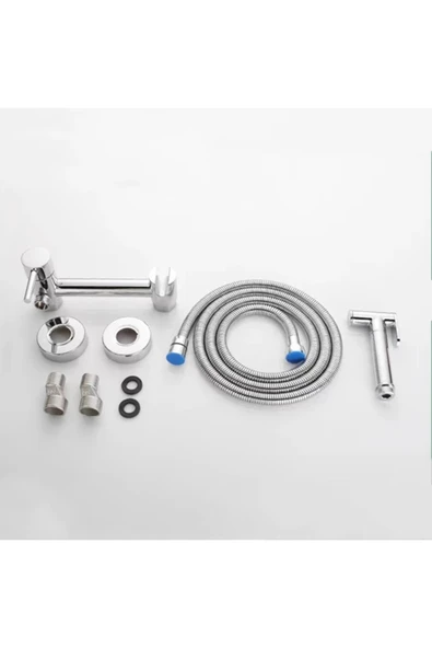 OEM Banyo Tuvalet Bide Basınçlı Püskürtücü Taharet Musluğu Çift Su Girişli Krom İthal 7 Yıl Garantili - Resim 3