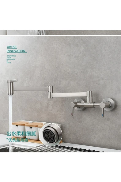 OEM Mutfak Evye Bataryası Tezgah Üstü Katlanır 2 Akış Ayarlı Mat Krom Nikel Ithal Yeni 5 Yıl Garantili - Resim 6