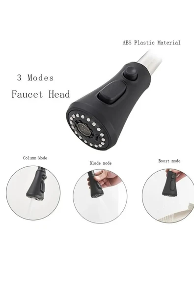 OEM Mutfak Evye Bataryası Dokunmatik Smart 3 Fonksiyonlu Fiskiye Spiralli Mat Siyah 7 Yıl Garanti İthal - Resim 2