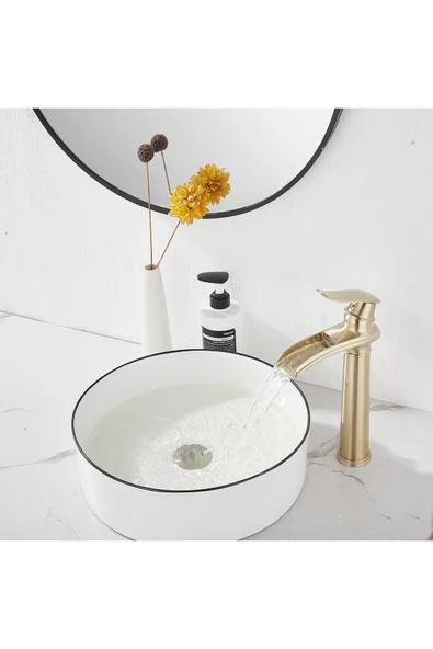 OEM Banyo Çanak Lavabo Bataryası Mat Gold Renk Yeni Tasarım 7 Yıl Garantili Ithal - Resim 7