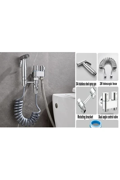 OEM Banyo Bide Basınçlı Püskürtücü Taharet Musluğu Klozet Hortumu Krom Renk İthal 7 Yıl Garantili ürün görseli
