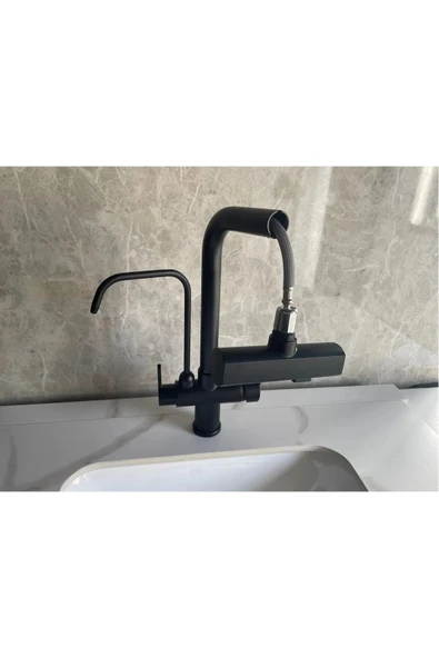 OEM Mutfak Eviye Bataryası Dokunmatik Arıtma Çıkışlı Duş Şelale 3 Fonksiyon Siyah Ithal 7 Yıl Garanti - Resim 3