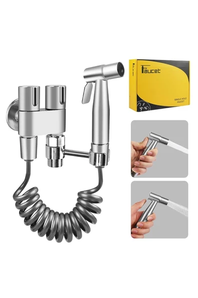 OEM Banyo Bide Basınçlı Püskürtücü Taharet Musluğu Klozet Hortumu Nikel Renk İthal 7 Yıl Garantili - Resim 2