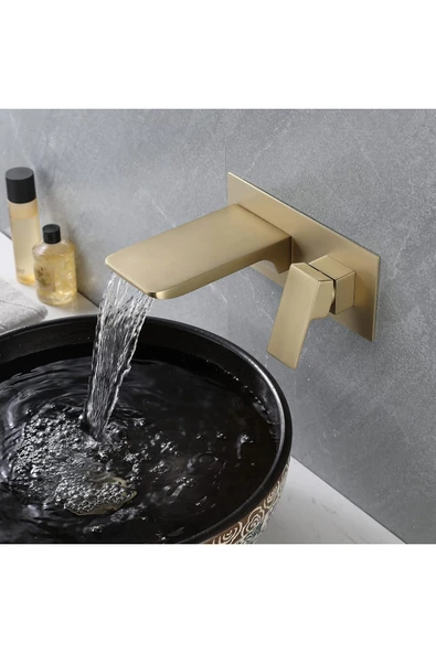 OEMN Banyo Bataryası Küvet Jakuzi Lavabo Ankastre Mat Gold Yeni Şelale 7 Yıl Garantili Sıva Altı Dahil ürün görseli