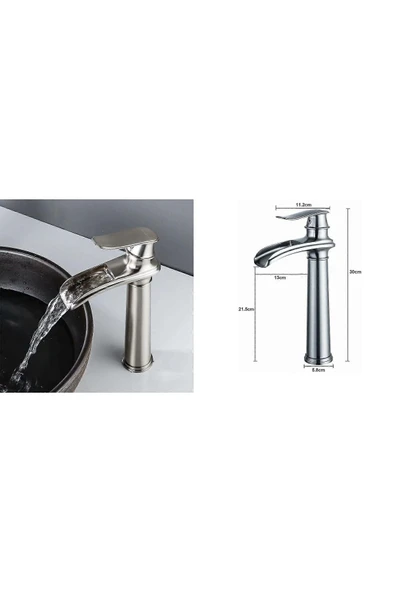 OEM Banyo Çanak Lavabo Bataryası Mat Krom Nikel Renk Yeni Tasarım 7 Yıl Garantili Ithal - Resim 3