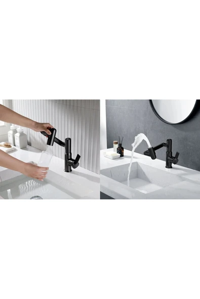 OEM Akıllı Dijital Sıcaklık Led Ekran Banyo Lavabo Bataryası Katlanır İthal Siyah 7 Yıl Garantili - 6