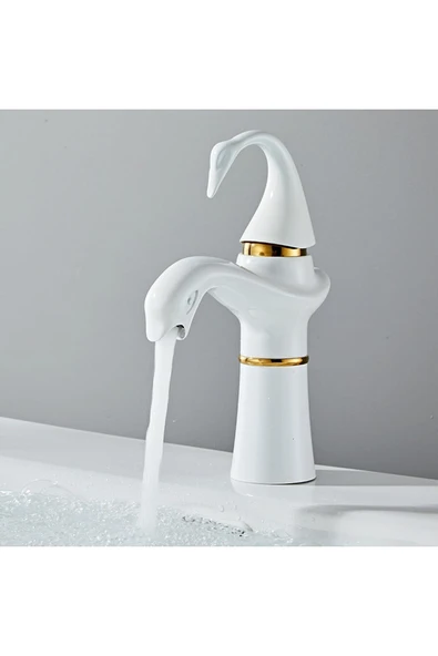 OEM Banyo Lavabo Bataryası Kuğu Model Beyaz / Gold Renk Yeni Ürün Ithal 7 Yıl Garantili İthal - Resim 4