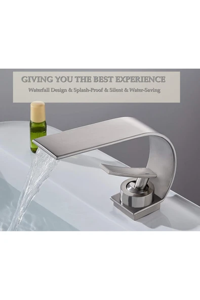 OEM Banyo Lavabo Bataryası Mat Krom Nikel Renk Şelale 7 Yıl Garantili İthal Yeni İnce Tasarım. - Resim 2