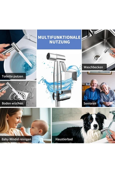 OEM Banyo Bide Basınçlı Püskürtücü Taharet Musluğu Klozet Hortumu Nikel Renk İthal 7 Yıl Garantili - Resim 6