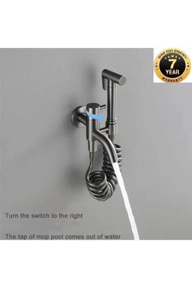 OEM Banyo Tuvalet Taharet Musluğu Spiralli Bide Özel Temizlik 7 Yıl Garantili Antrasit İthal ürün görseli
