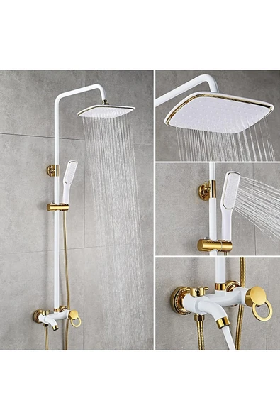 OEM Banyo Bataryası Duş Seti Beyaz Gold Altın Dore Özel Seri Yeni Model 7 Yıl Garantili İthal - Resim 7