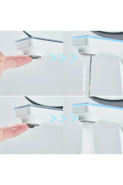 OEM Akıllı Dijital Sıcaklık Led Ekran Banyo Lavabo Bataryası Beyaz Gold 2 Akış Ayarı İthal 7 Yıl Garanti - Resim 4